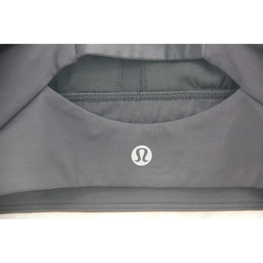 Lululemon Athletica Clip-In Long Line Pilates Black Mesh Crossback Sports Bra 6